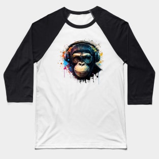 Colorful DJ Chimpanzee Baseball T-Shirt